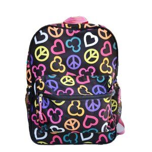 Disney Parks Minnie & Mickey Mouse Ears Peace Sign Graphic Print Backpack Bag